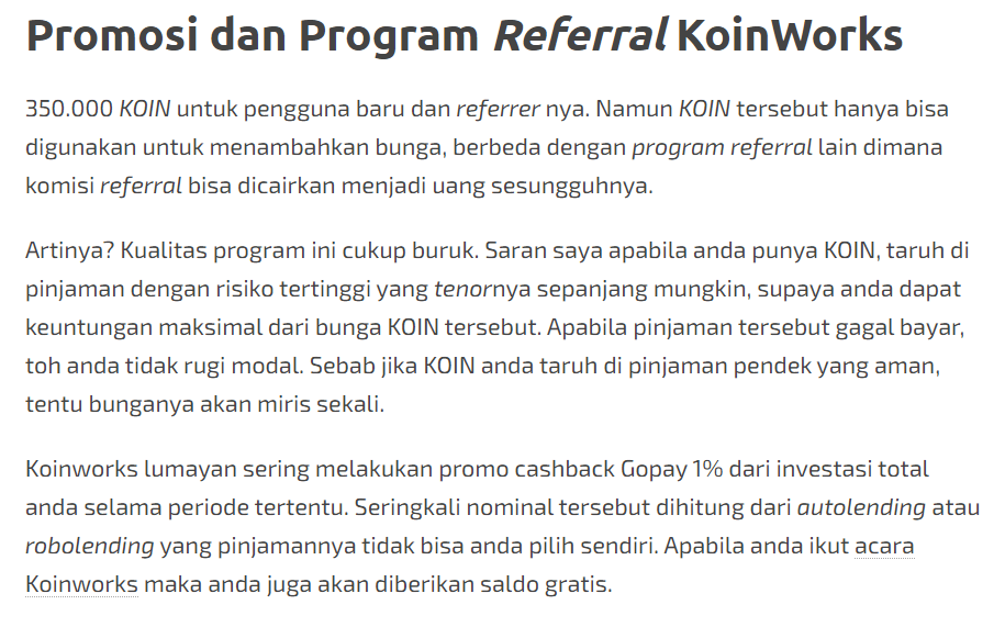 Promosi dan Program Referral Koinworks
